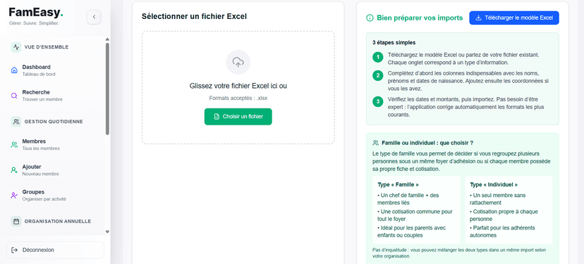 Import et export de données Excel